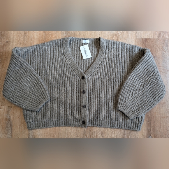 OAK + FORT Sweaters - OAK + FORT Beige Chunky Knit Wool Blend Sweater